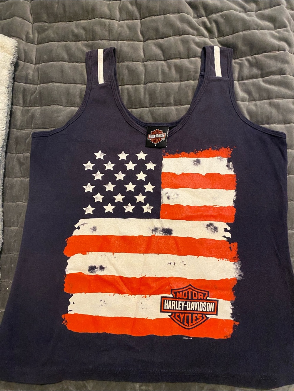 Harley-Davidson Navy, Red & White American Flag Graphic Tank